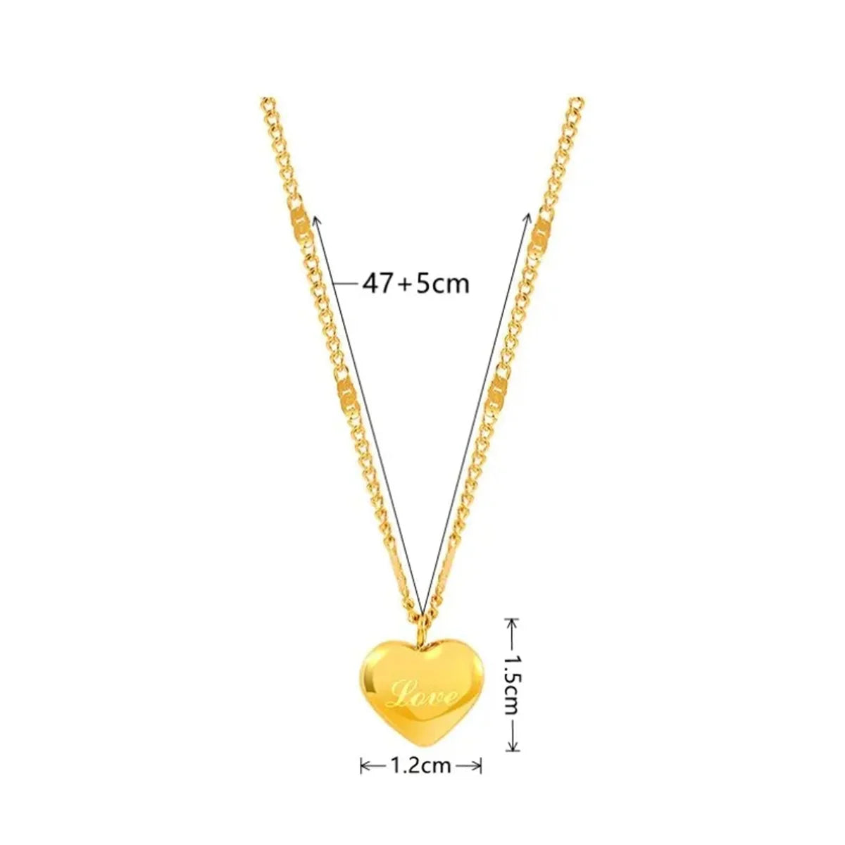 Stainless Steel Gold Color Love Heart Necklace